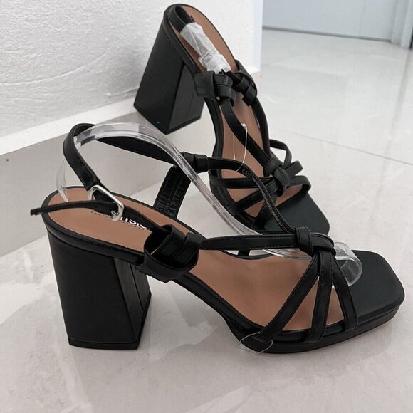 Kensie Leilany Strappy Platform Sandals Black Sz. 8.5M block heels faux leather - Picture 5 of 13